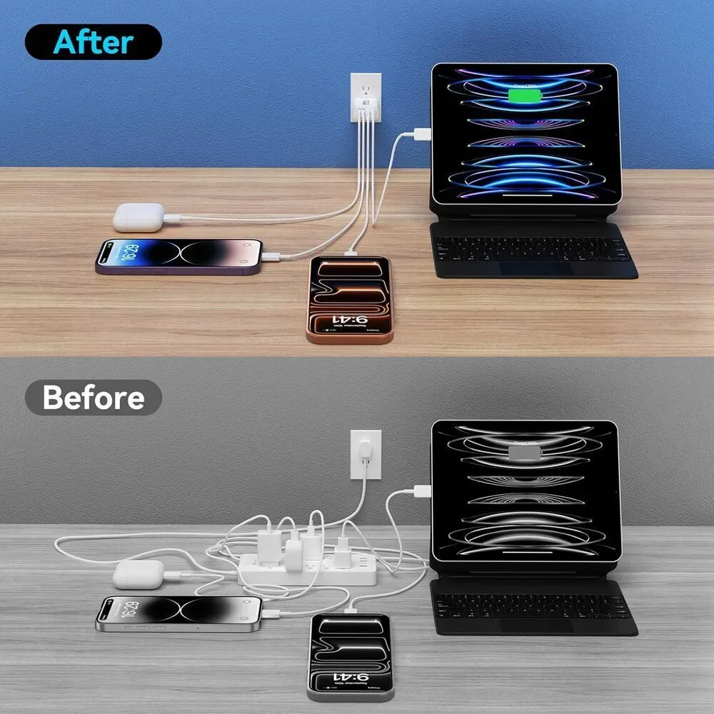 USB C Charger Block 2 Pack 40W Fast Charging 4 Port Wall Plug Power Adapter